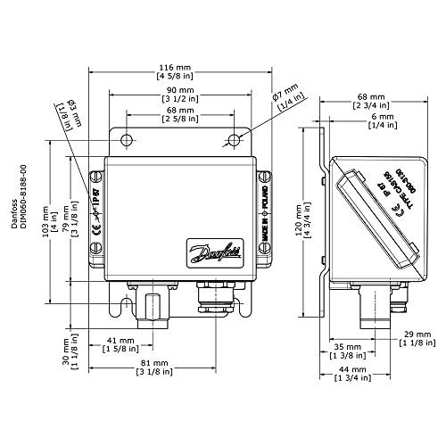 מתג לחץ עם חיבור חוט G ¼ לניטור מערכת אזעקה ובקרה | דגם: Danfoss KPS-35